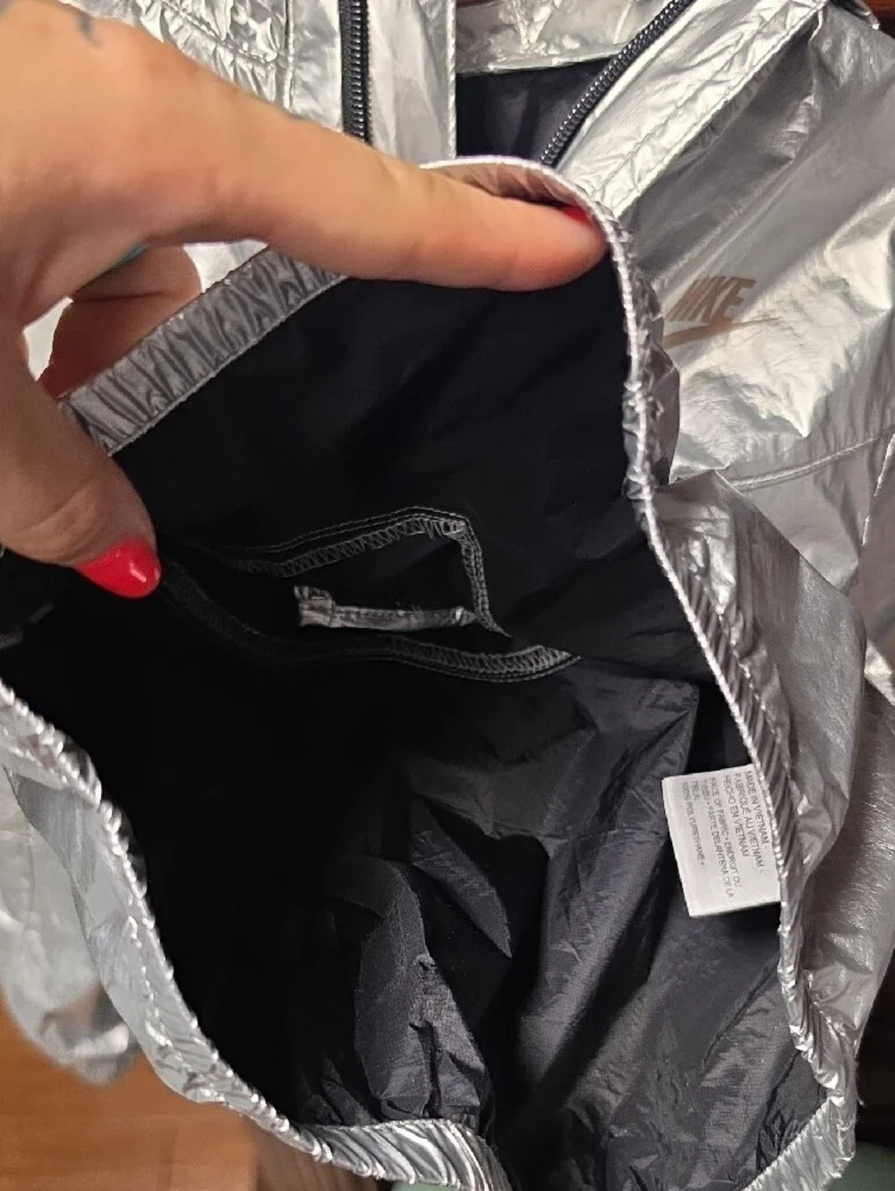 Nike Kids Silver Metallic Hooded Rain Jacket